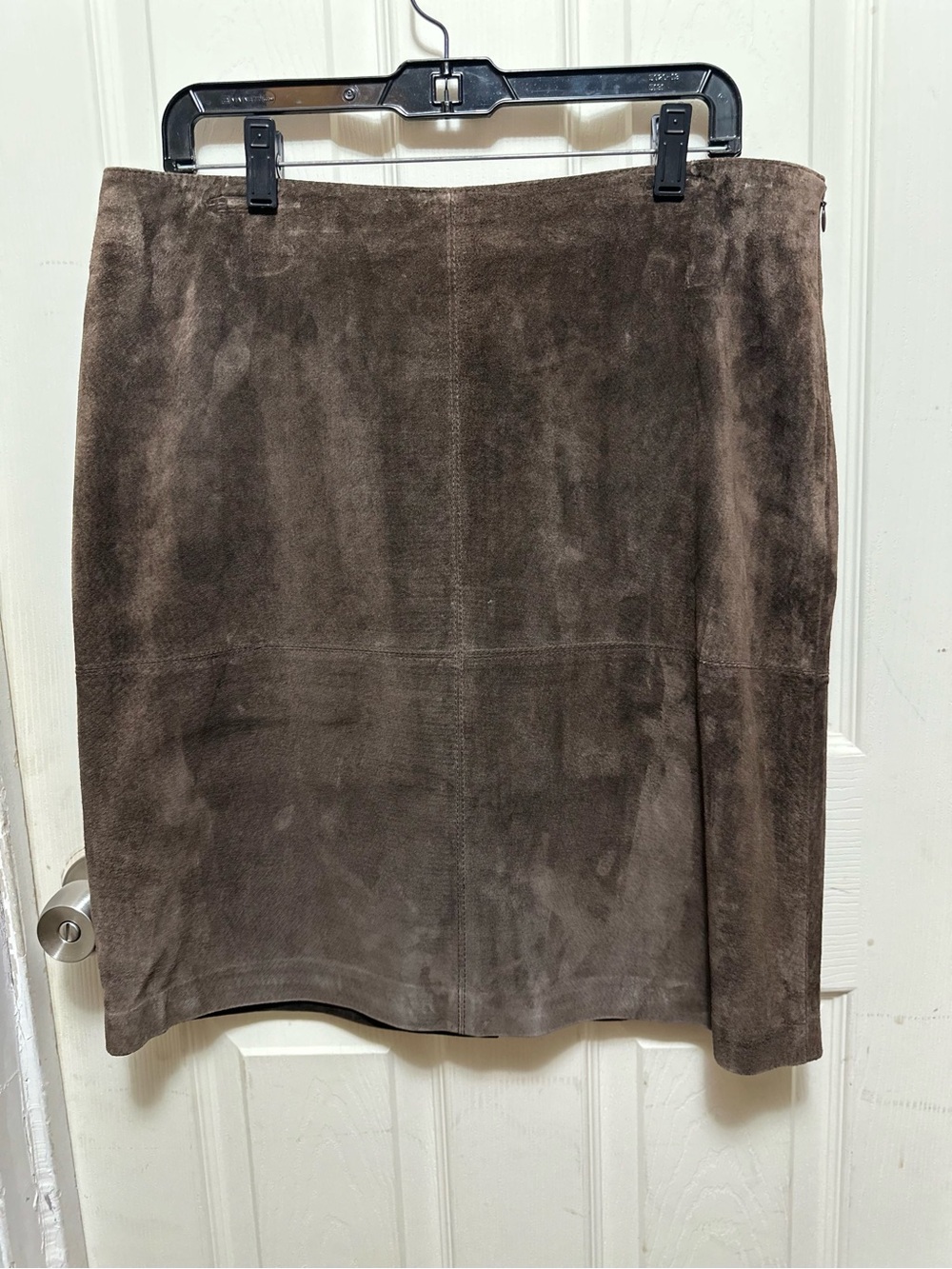 Mossimo Vintage Brown Suede Leather Mini Skirt Size 14 Panel Stitched A-Line Y2K